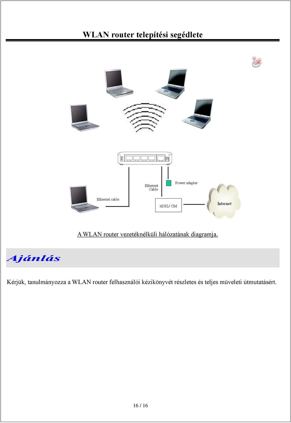 Ajánlás Kérjük, tanulmányozza a WLAN