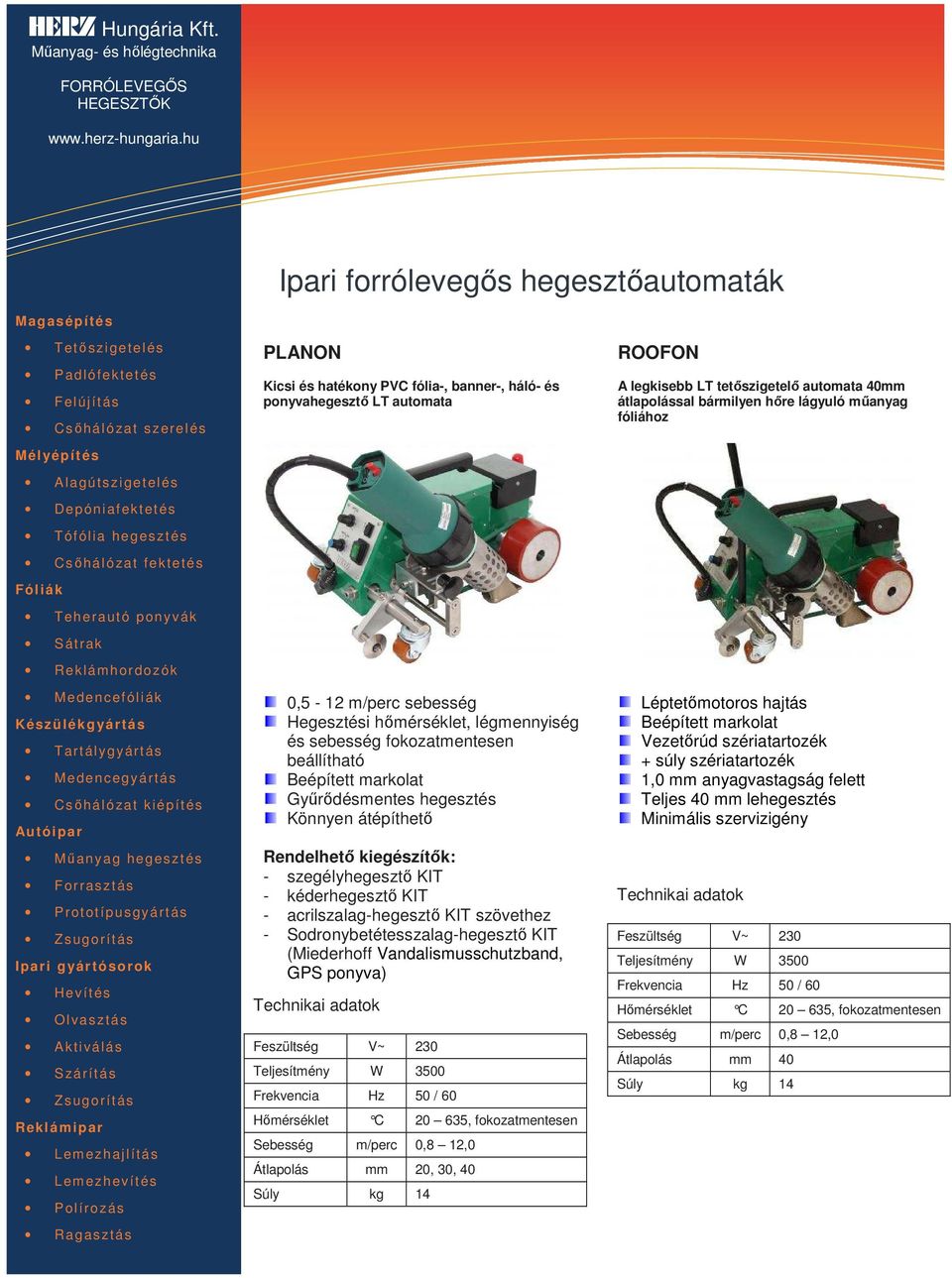 HERZ Műanyag- és hőlégtechnika - PDF Ingyenes letöltés