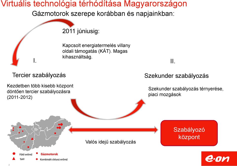 Tercier szabályozás Kezdetben több kisebb központ döntően tercier szabályozásra (2011-2012) Szekunder