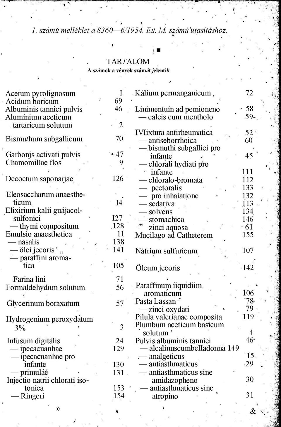 mentholo 59- tartaricum solutum 2 IVIixtura antirheumatica 52 Bismuthum subgallicum 70 antiseborrhoica 60 bismuthi subgallici pro Garbonjs activati pulvis 47 infante 45 Chamomillae flos 9 chlorali