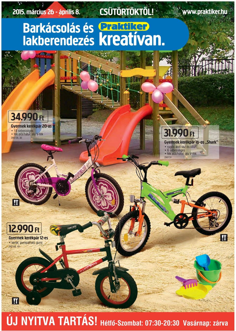 990 Ft Gyermek kerékpár 16-os shark rugós acél váz és villa 6 sebességes fék elől/hátul: alu V-fék 290731