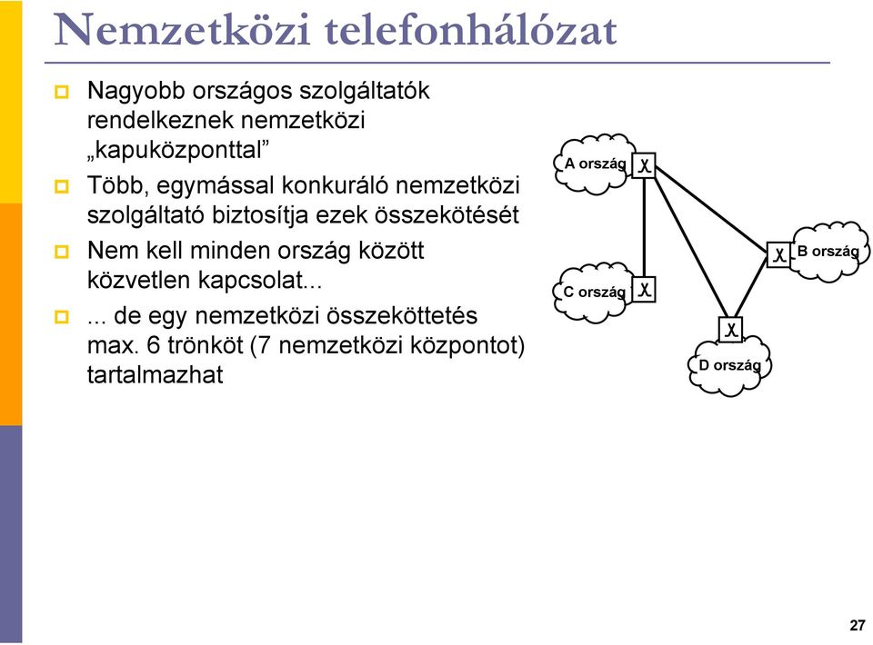 összekötését A ország Nem kell minden ország között közvetlen kapcsolat.