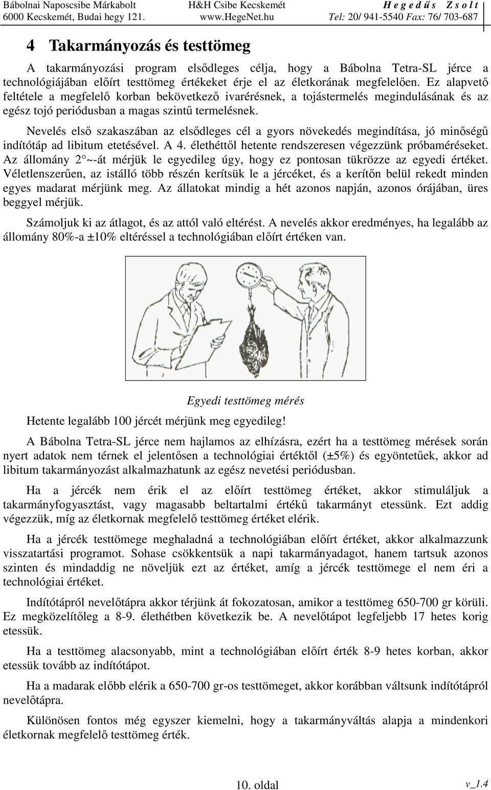 Nevelés els szakaszában az elsdleges cél a gyors növekedés megindítása, jó minség indítótáp ad libitum etetésével. A 4. élethéttl hetente rendszeresen végezzünk próbaméréseket.
