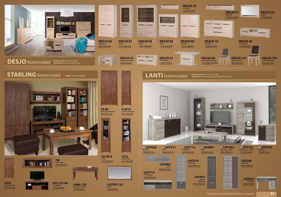 150-2000x760x900 DESJO 101 szék (szövet) 450x930x550 DESJO 101 szék (textilbőr) 450x930x550 STARLING bútorcsalád szín: stirling tölgy LANTI bútorcsalád korpusz szín: sötét sonoma tölgy front szín: