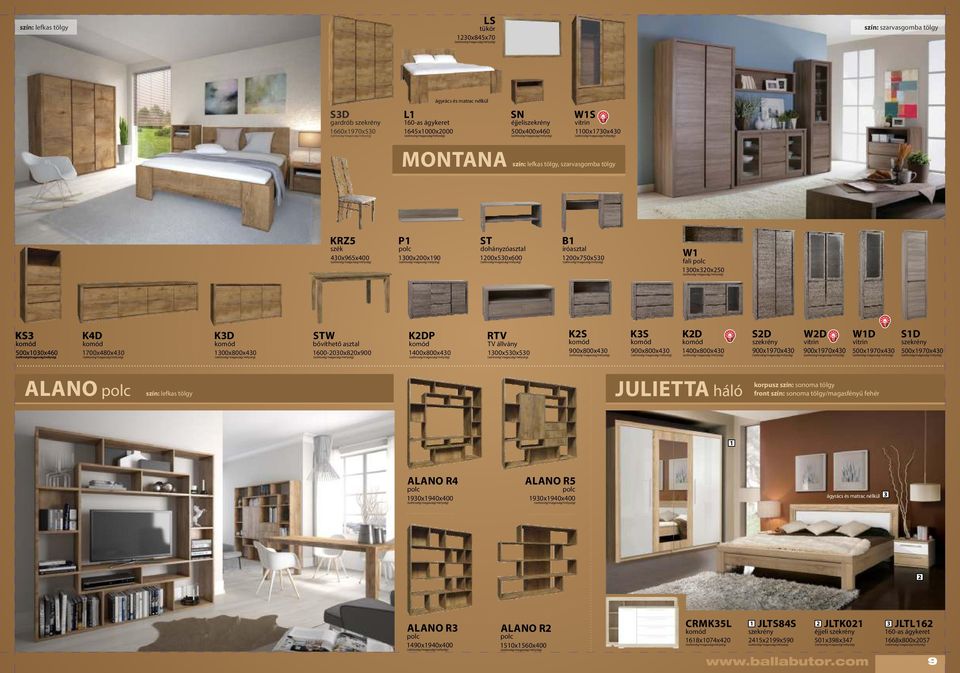 1600-2030x820x900 K2DP 1400x800x430 RTV 1300x530x530 K2S 900x800x430 K3S 900x800x430 K2D 1400x800x430 S2D 900x1970x430 W2D 900x1970x430 W1D 500x1970x430 S1D 500x1970x430 ALANO szín: lefkas tölgy