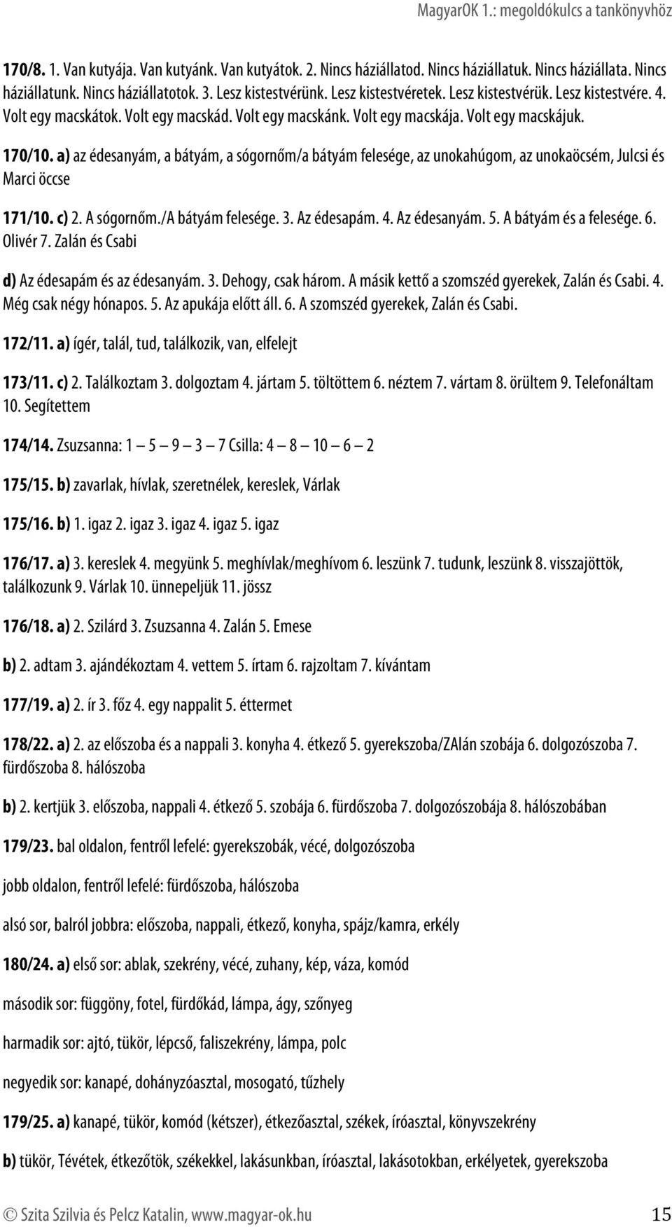 a) az édesanyám, a bátyám, a sógornőm/a bátyám felesége, az unokahúgom, az unokaöcsém, Julcsi és Marci öccse 171/10. c) 2. A sógornőm./a bátyám felesége. 3. Az édesapám. 4. Az édesanyám. 5.