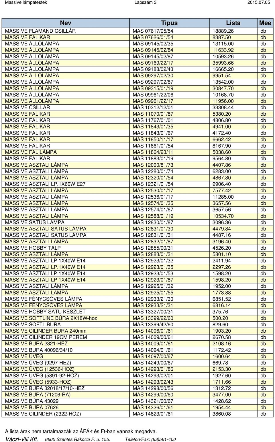 20 db MASSIVE ÁLLÓLÁMPA MAS 09297/02/30 9951.54 db MASSIVE ÁLLÓLÁMPA MAS 09297/02/87 13542.00 db MASSIVE ÁLLÓLÁMPA MAS 09315/01/19 30847.70 db MASSIVE ÁLLÓLÁMPA MAS 09961/22/06 10168.