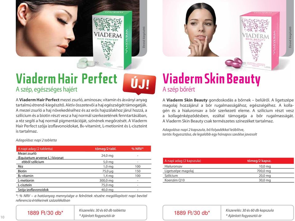 színének megőrzését. A Viaderm Hair Perfect szója izoflavonoidokat, B6-vitamint, L-metionint és L-ciszteint is tartalmaz.