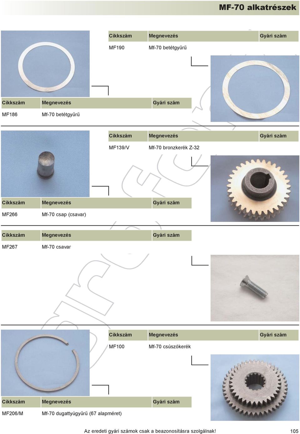(csavar) MF267 Mf-70 csavar MF100 Mf-70