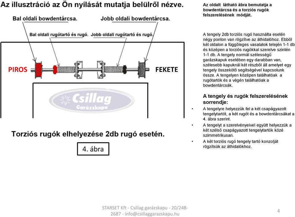 A tengely normál szélességű garázskapuk esetében egy darabban van, szélesebb kapuknál két részből áll amelyet egy tengely összekötő segítségével kapcsolunk össze.