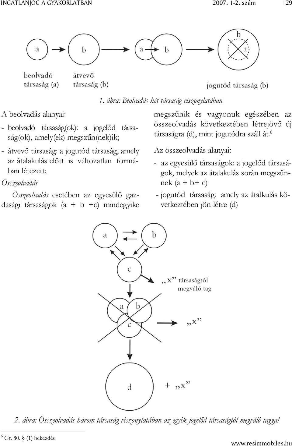 előtt is változatlan formában létezett; Összeolvadás Összeolvadás esetében az egyesülő gazdasági társaságok (a + b +c) mindegyike megszűnik és vagyonuk egészében az összeolvadás következtében