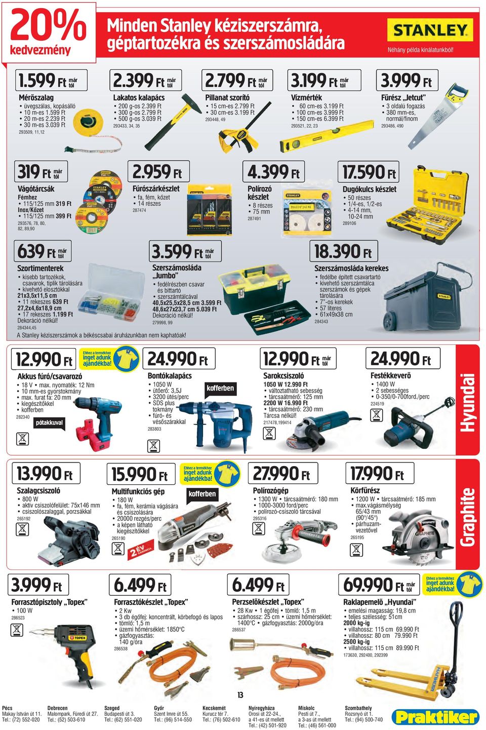 199 Ft már Vízmérték 60 cm-es 3.199 Ft 100 cm-es 3.999 Ft 150 cm-es 6.399 Ft 293521, 22, 23 3.