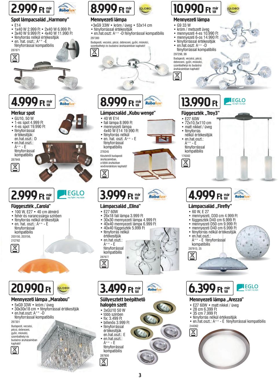 oszt: A ++ -D fényforrással 297300 Budapesti, vecsési, pécsi, debreceni, győri, miskolci, szombathelyi és budaörsi áruházainkban kapható! 10.
