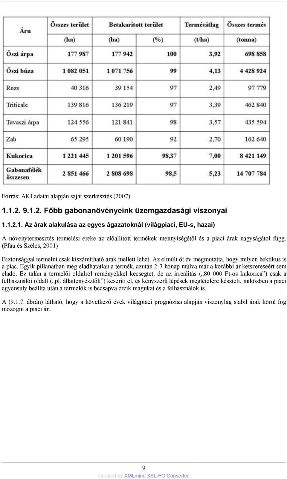 (Pfau és Széles, 2001) Biztonsággal termelni csak kiszámítható árak mellett lehet. Az elmúlt öt év megmutatta, hogy milyen hektikus is a piac.
