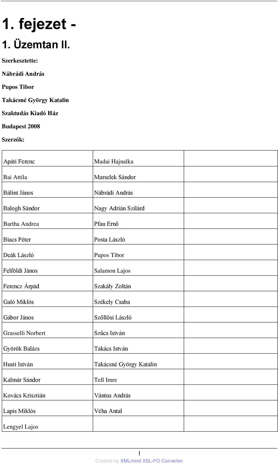 Sándor Bartha Andrea Biacs Péter Deák László Felföldi János Ferencz Árpád Galó Miklós Gábor János Grasselli Norbert Györök Balázs Husti István Kalmár Sándor