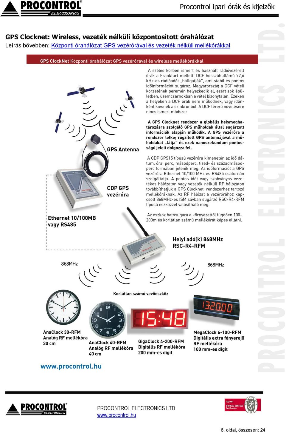 Központi órahálózat GPS vezérórával és
