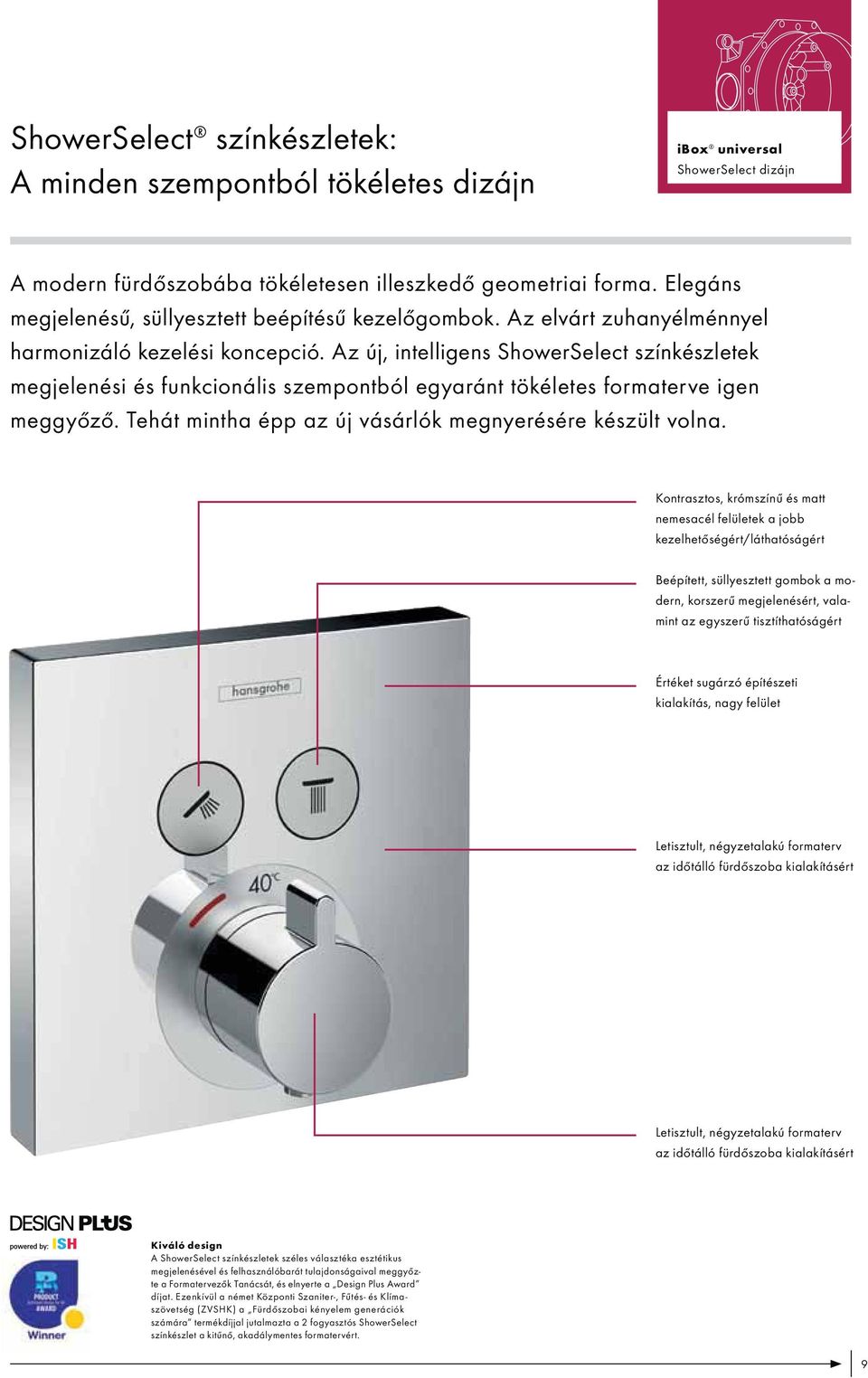 Az új, intelligens ShowerSelect színkészletek megjelenési és funkcionális szempontból egyaránt tökéletes formaterve igen meggyőző. Tehát mintha épp az új vásárlók megnyerésére készült volna.