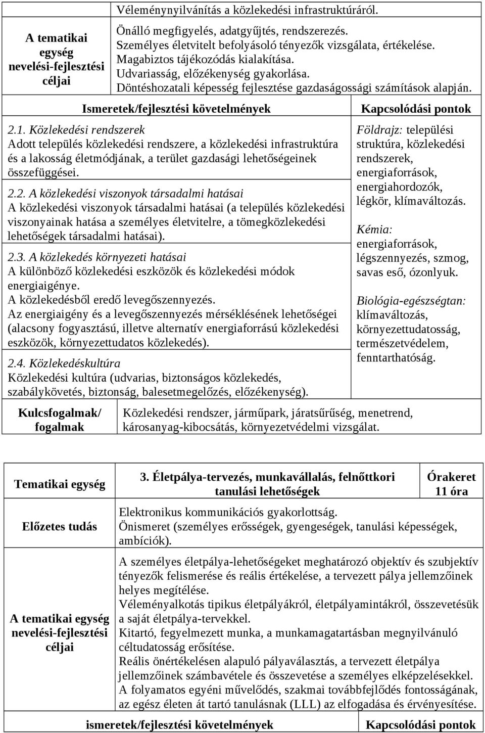 Döntéshozatali képesség fejlesztése gazdaságossági számítások alapján. Ismeretek/fejlesztési követelmények 2.1.