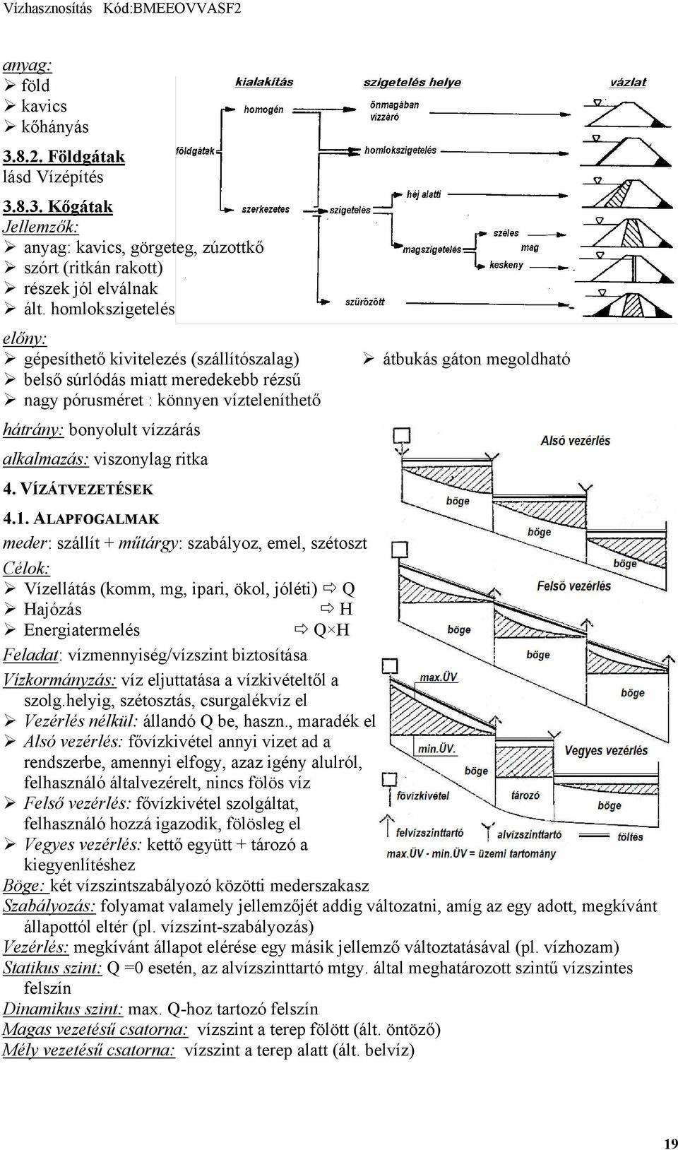 ritka átbukás gáton megoldható 4. VÍZÁTVEZETÉSEK 4.1.