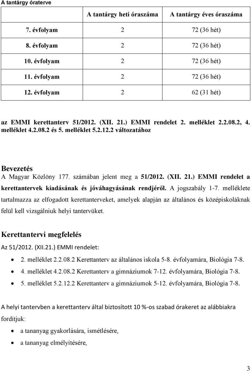 számában jelent meg a 51/2012. (XII. 21.) EMMI rendelet a kerettantervek kiadásának és jóváhagyásának rendjéről. A jogszabály 1-7.