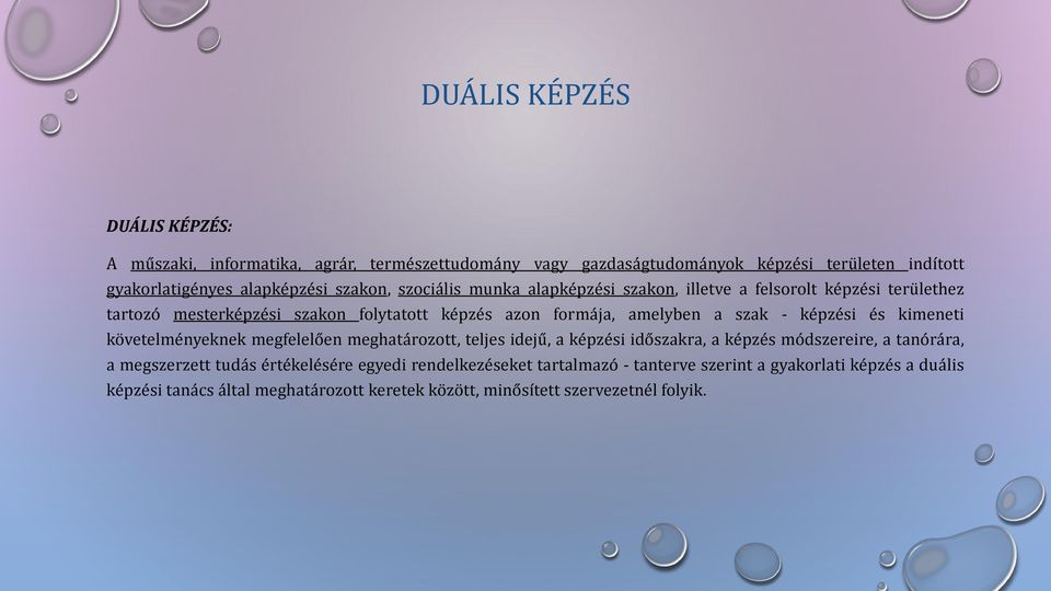 képzési és kimeneti követelményeknek megfelelően meghatározott, teljes idejű, a képzési időszakra, a képzés módszereire, a tanórára, a megszerzett tudás