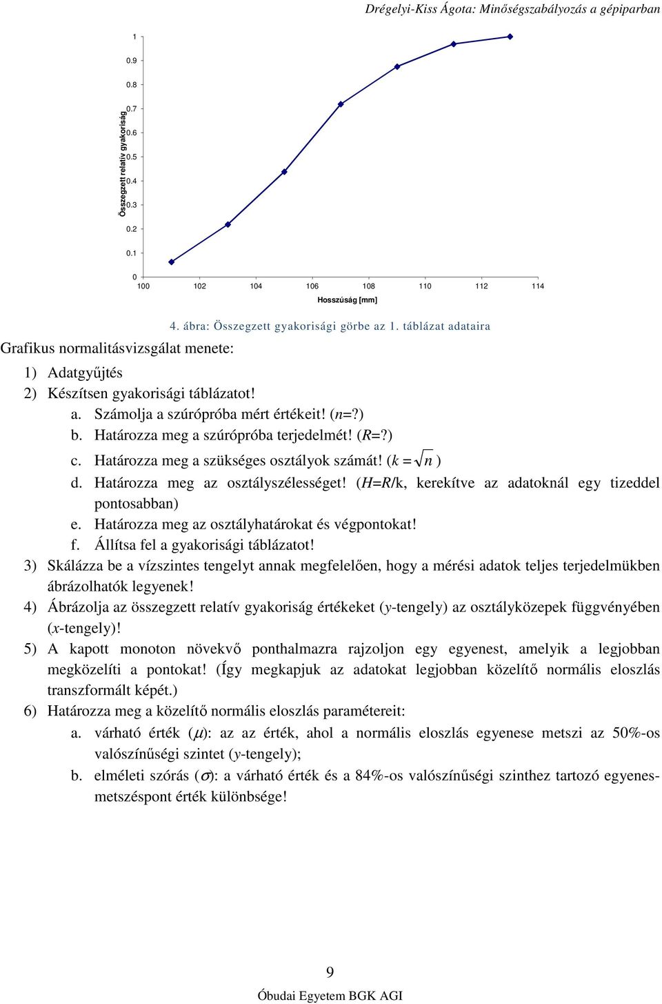 Határozza meg a szükséges osztályok számát! (k = n ) d. Határozza meg az osztályszélességet! (H=R/k, kerekítve az adatoknál egy tizeddel pontosabban) e.