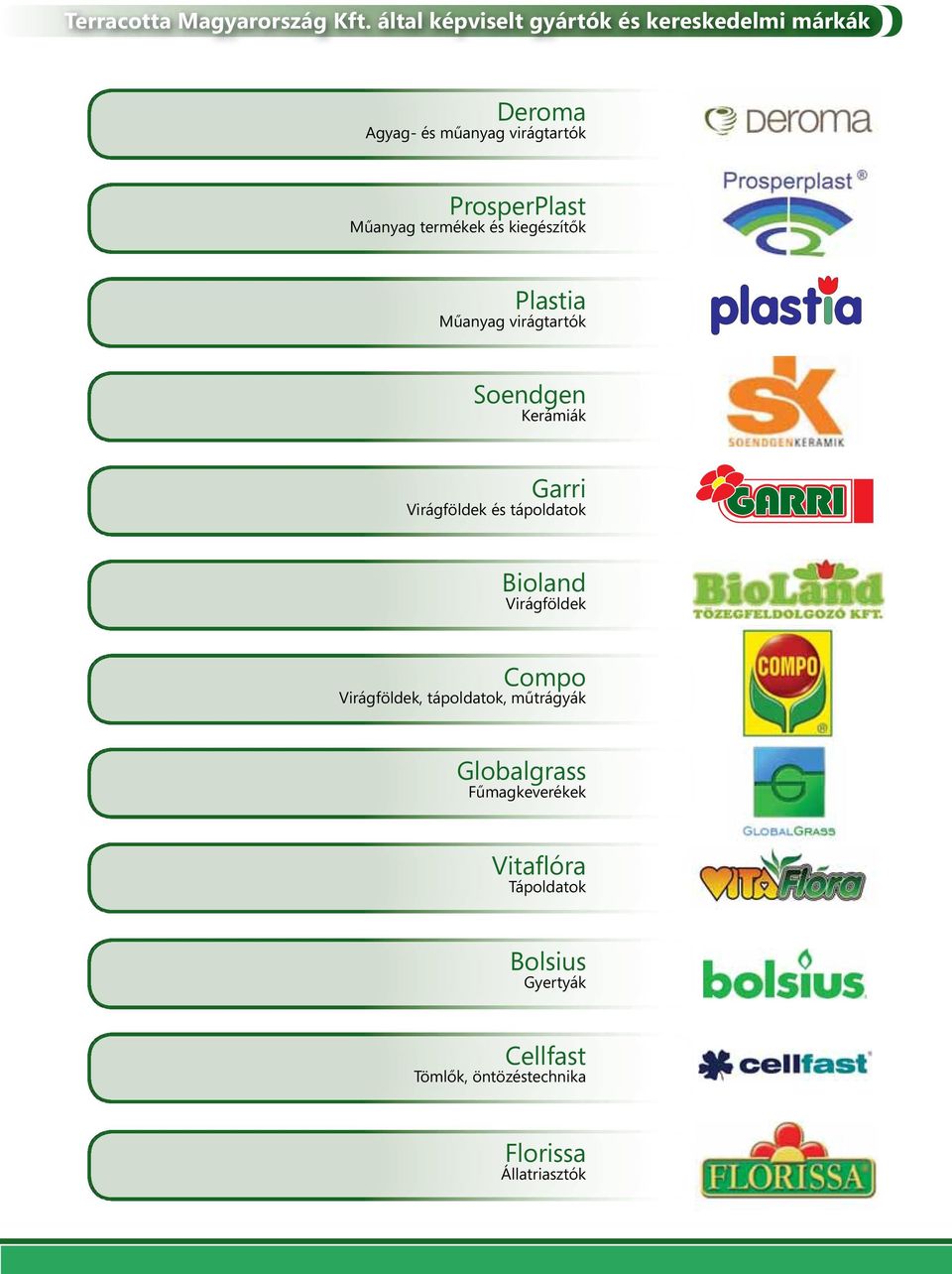 termékek és kiegészítők Plastia Műanyag virágtartók Soendgen Kerámiák Garri Virágföldek és tápoldatok