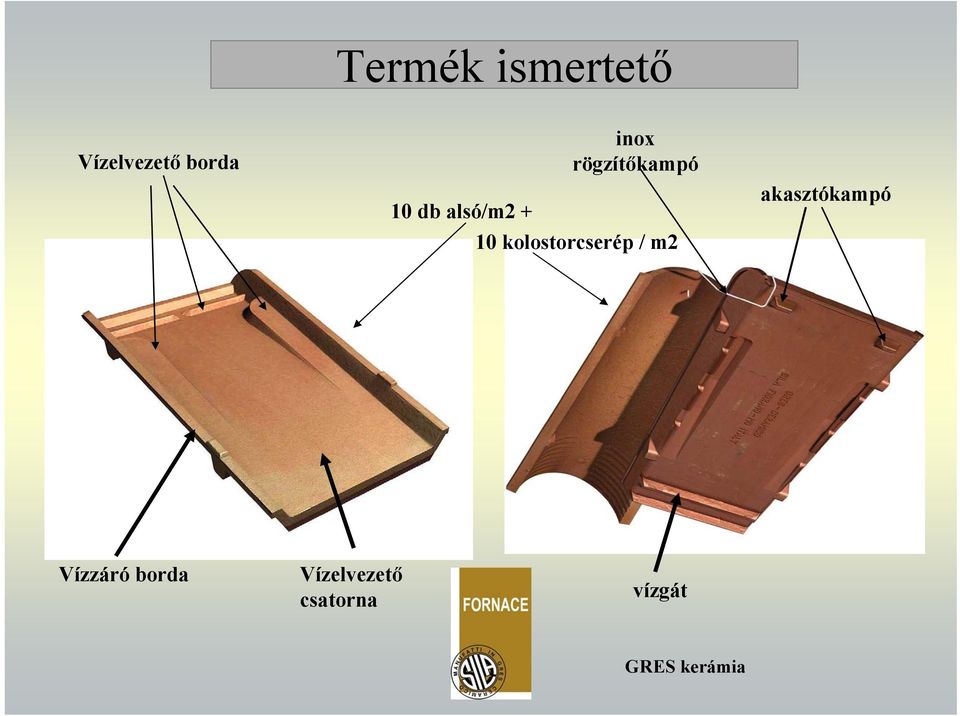 kolostorcserép / m2 akasztókampó