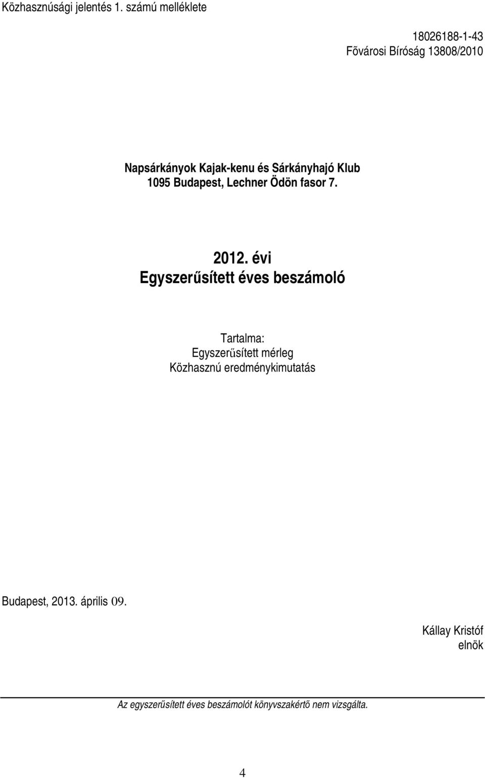 Sárkányhajó Klub 1095 Budapest, Lechner Ödön fasor 7. 2012.