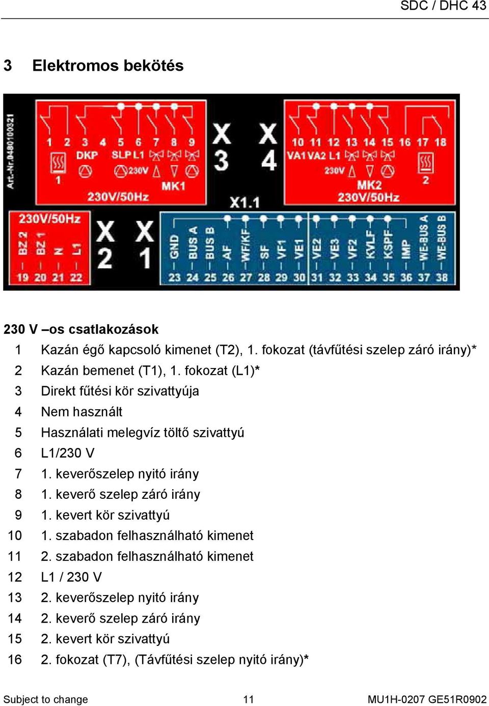 keverő szelep záró irány 9 1. kevert kör szivattyú 10 1. szabadon felhasználható kimenet 11 2. szabadon felhasználható kimenet 12 L1 / 230 V 13 2.