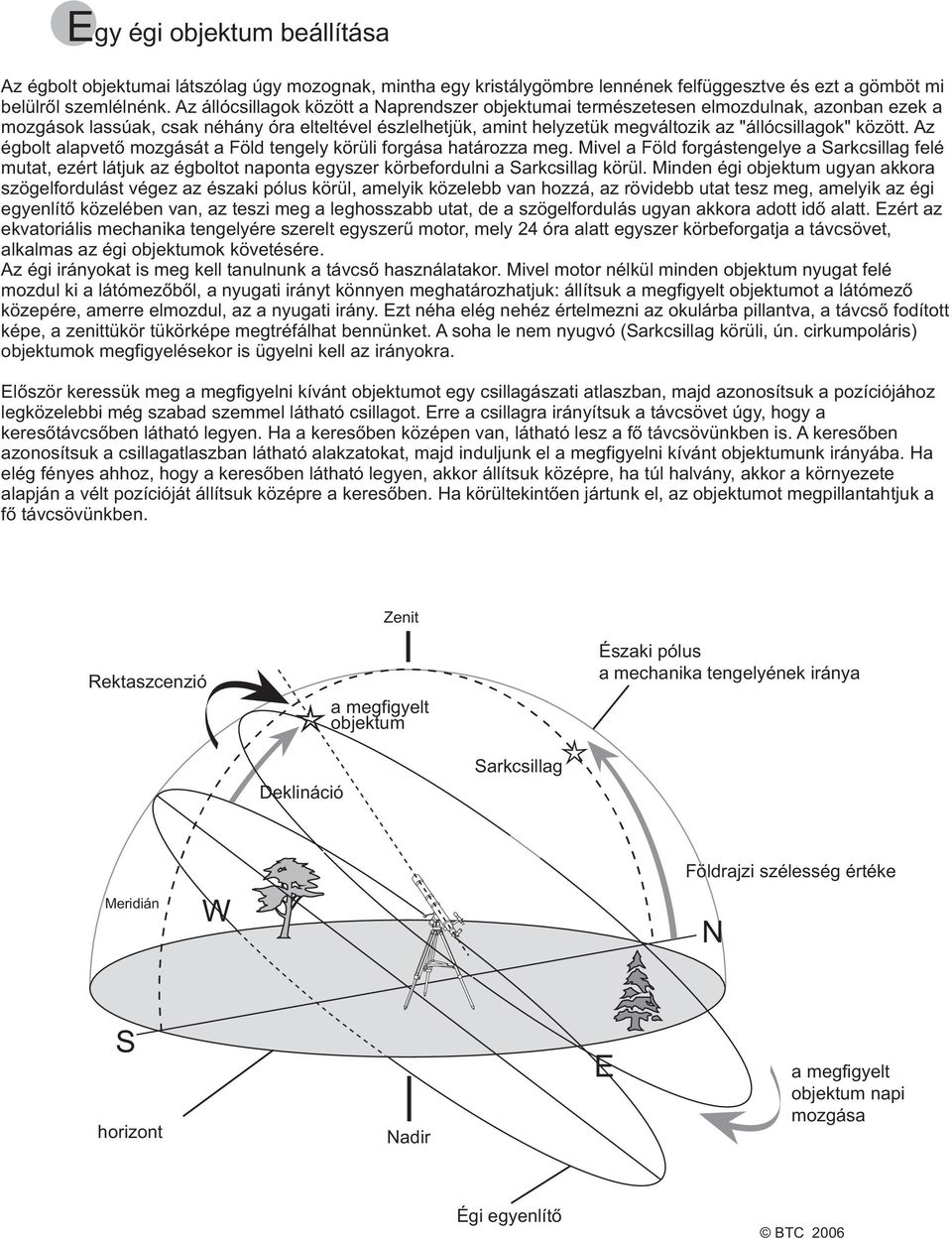 között. Az égbolt alapvetõ mozgását a Föld tengely körüli forgása határozza meg.