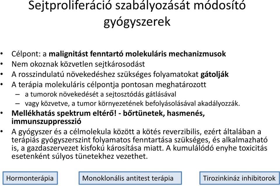 Mellékhatás spektrum eltérő!