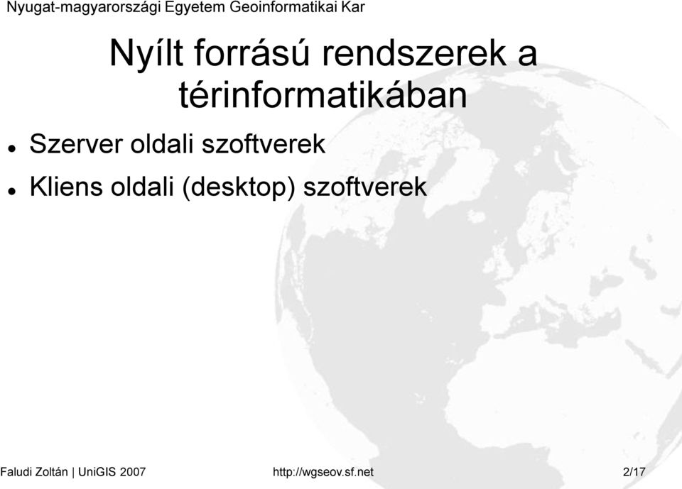 szoftverek Kliens oldali (desktop)