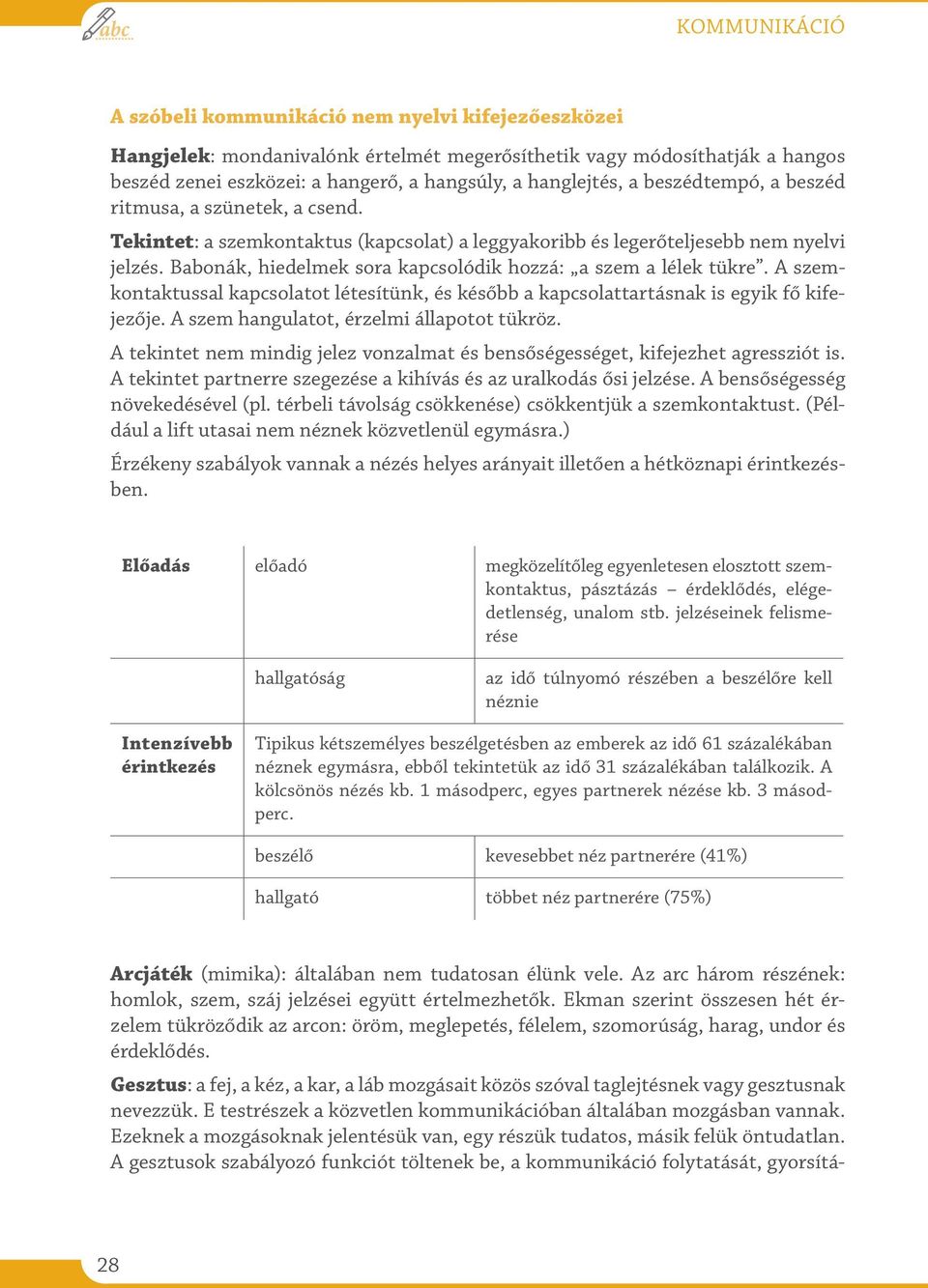 Babonák, hiedelmek sora kapcsolódik hozzá: a szem a lélek tükre. A szemkontaktussal kapcsolatot létesítünk, és később a kapcsolattartásnak is egyik fő kifejezője.