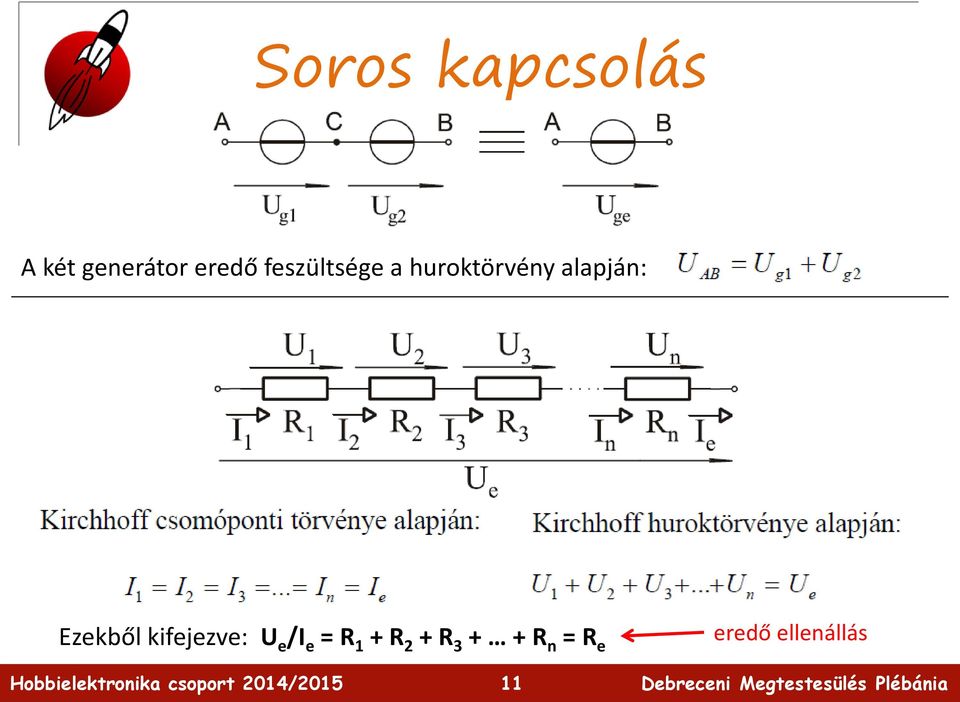 Ezekből kifejezve: U e /I e = R 1 + R