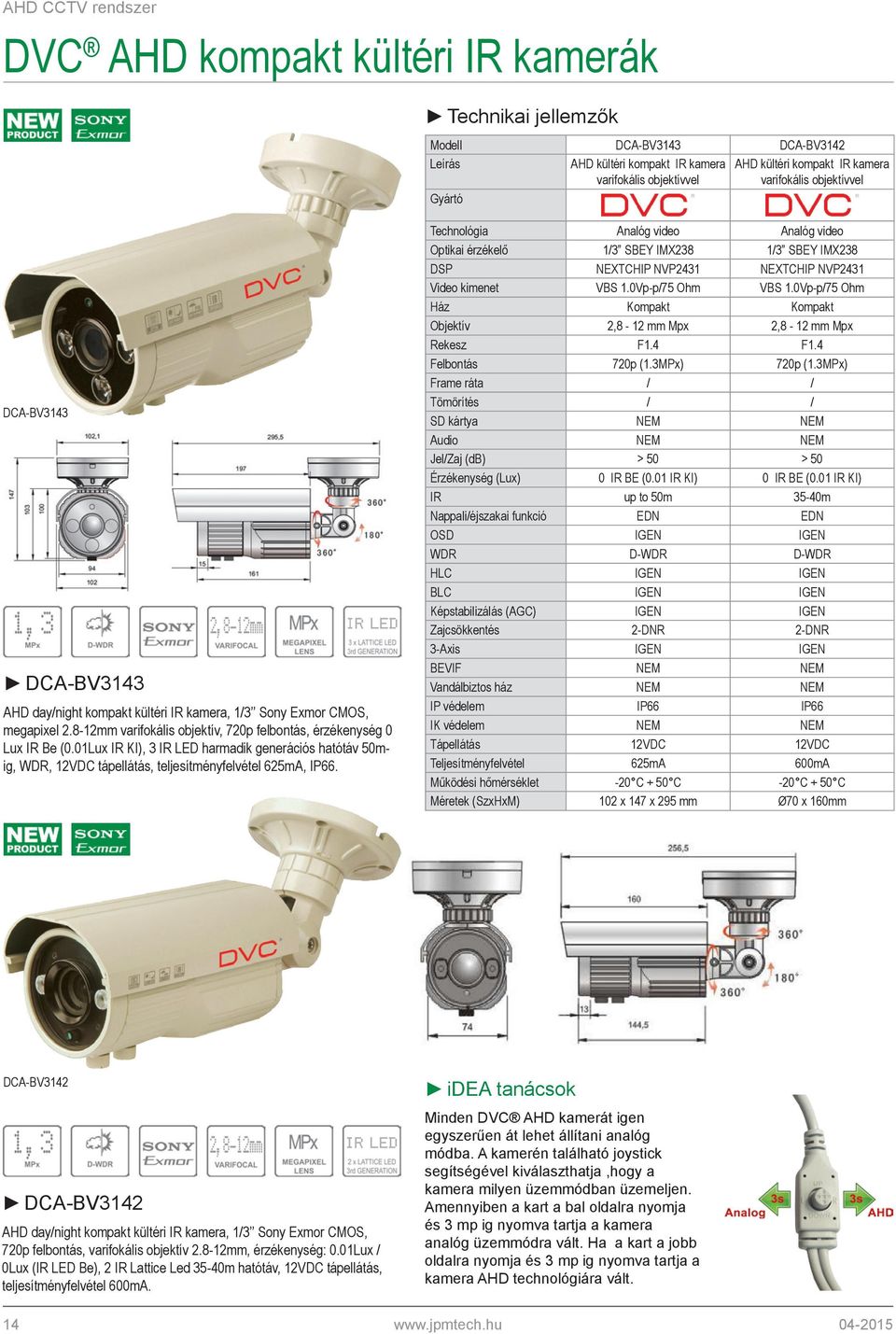 01Lux IR KI), 3 IR LED harmadik generációs hatótáv 50mig, WDR, 12VDC tápellátás, teljesítményfelvétel 625mA, IP66.