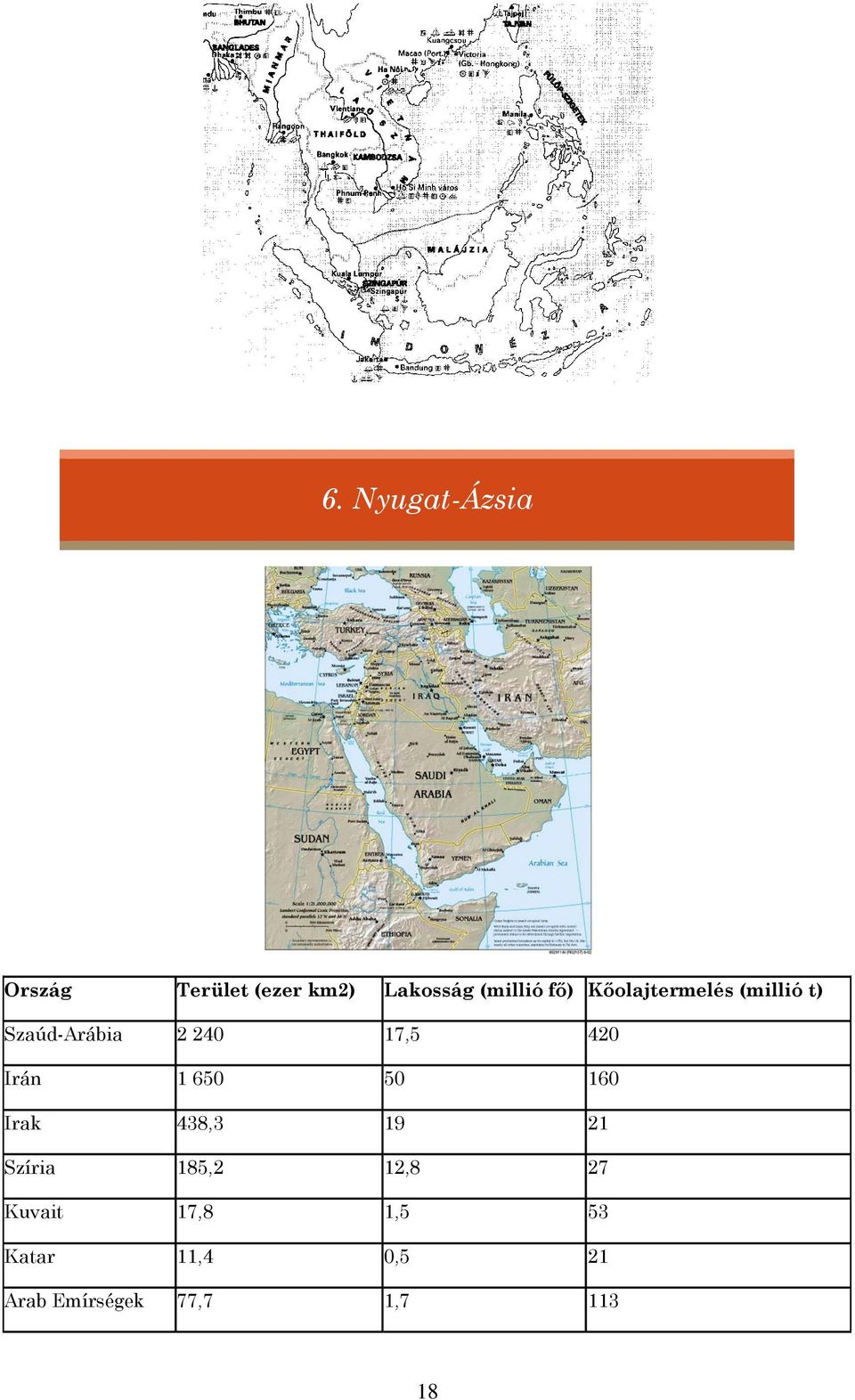 Irán 1 650 50 160 Irak 438,3 19 21 Szíria 185,2 12,8 27