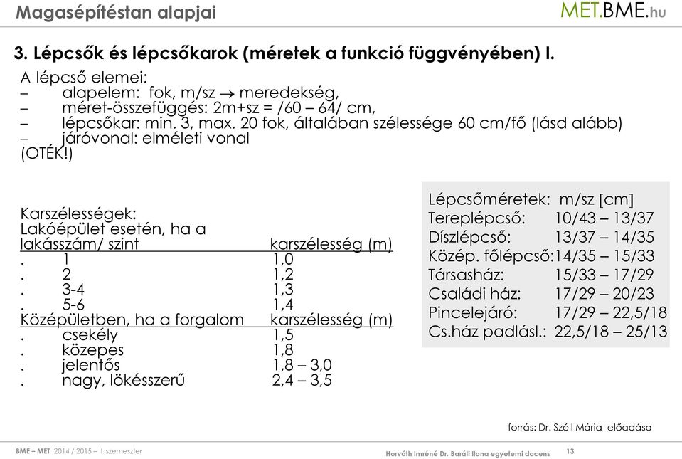 3-4 1,3. 5-6 1,4 Középületben, ha a forgalom karszélesség (m). csekély 1,5. közepes 1,8. jelentős 1,8 3,0.