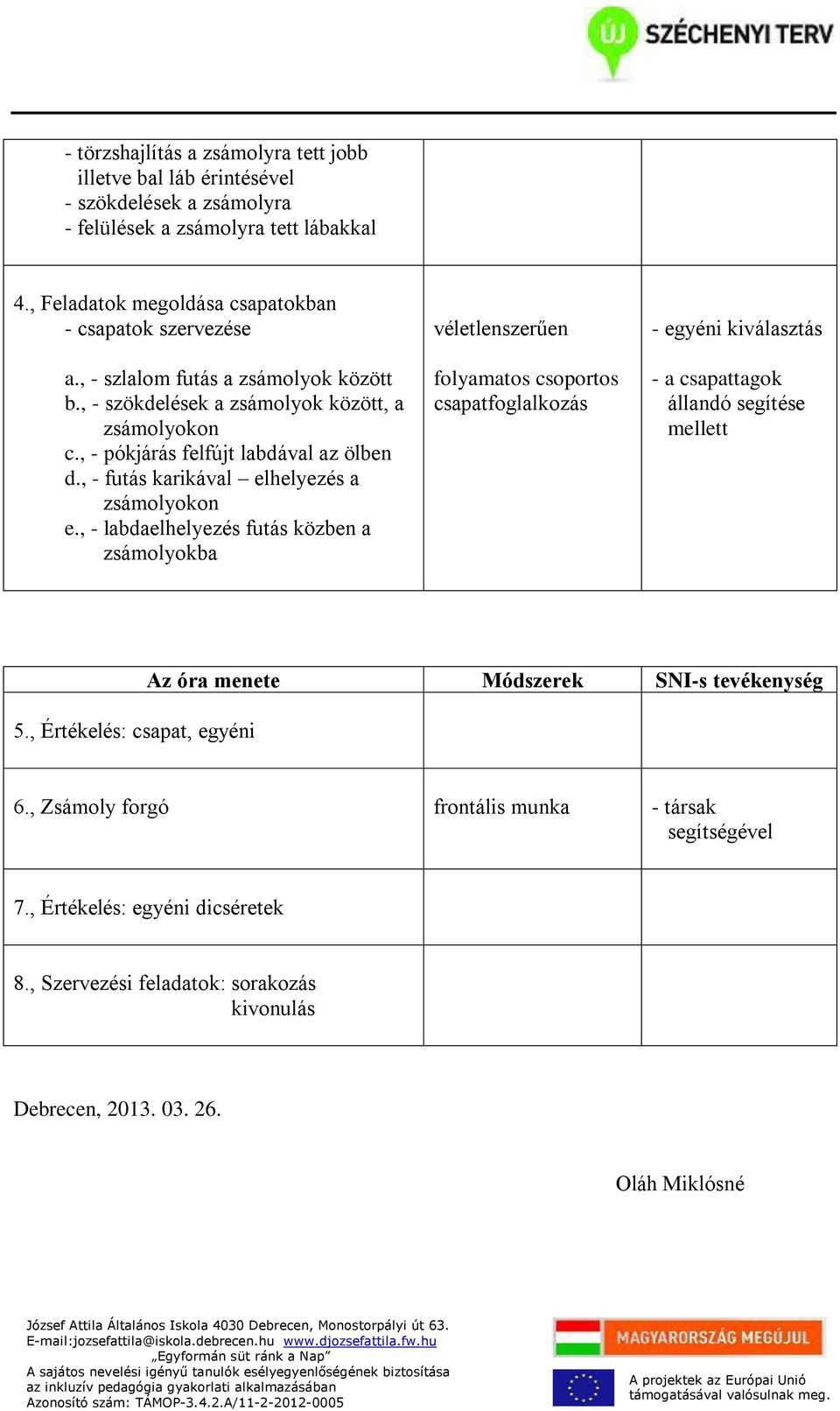 , - labdaelhelyezés futás közben a zsámolyokba véletlenszerűen folyamatos csoportos csapatfoglalkozás - egyéni kiválasztás - a csapattagok állandó segítése mellett 5.