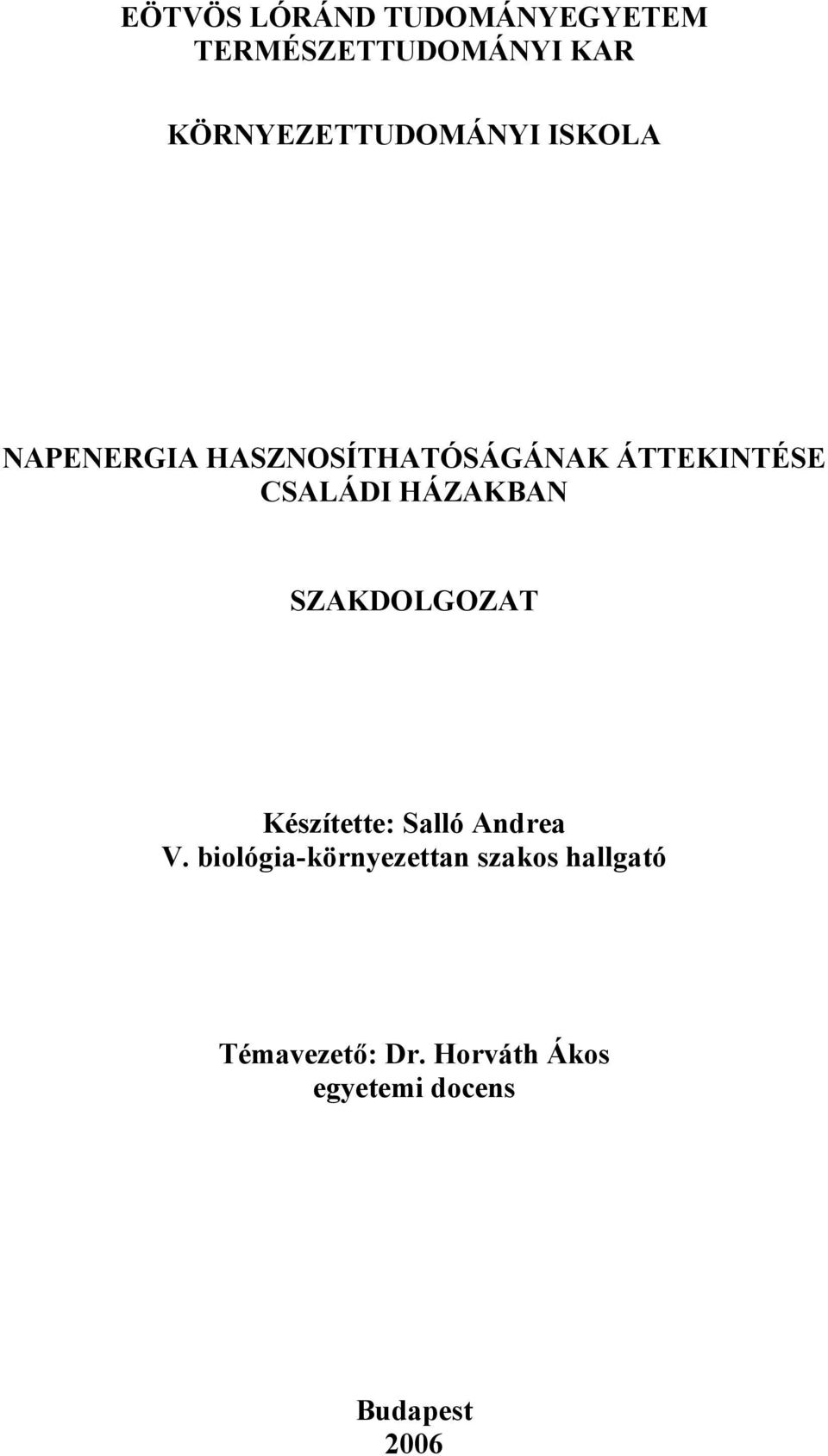 CSALÁDI HÁZAKBAN SZAKDOLGOZAT Készítette: Salló Andrea V.