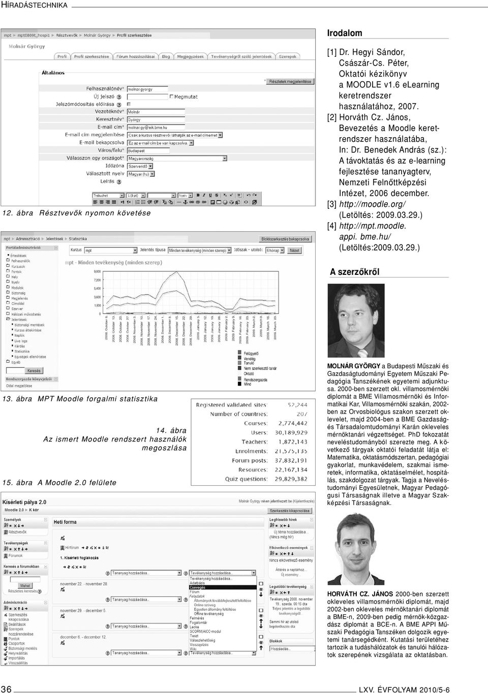 [3] http://moodle.org/ (Letöltés: 2009.03.29.) [4] http://mpt.moodle. appi. bme.hu/ (Letöltés:2009.03.29.) A szerzôkrôl 13. ábra MPT Moodle forgalmi statisztika 14.