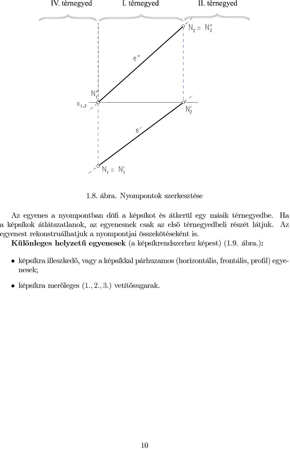 egyenest rekonstruálhatjuk a nyompontjai összekötéseként is.