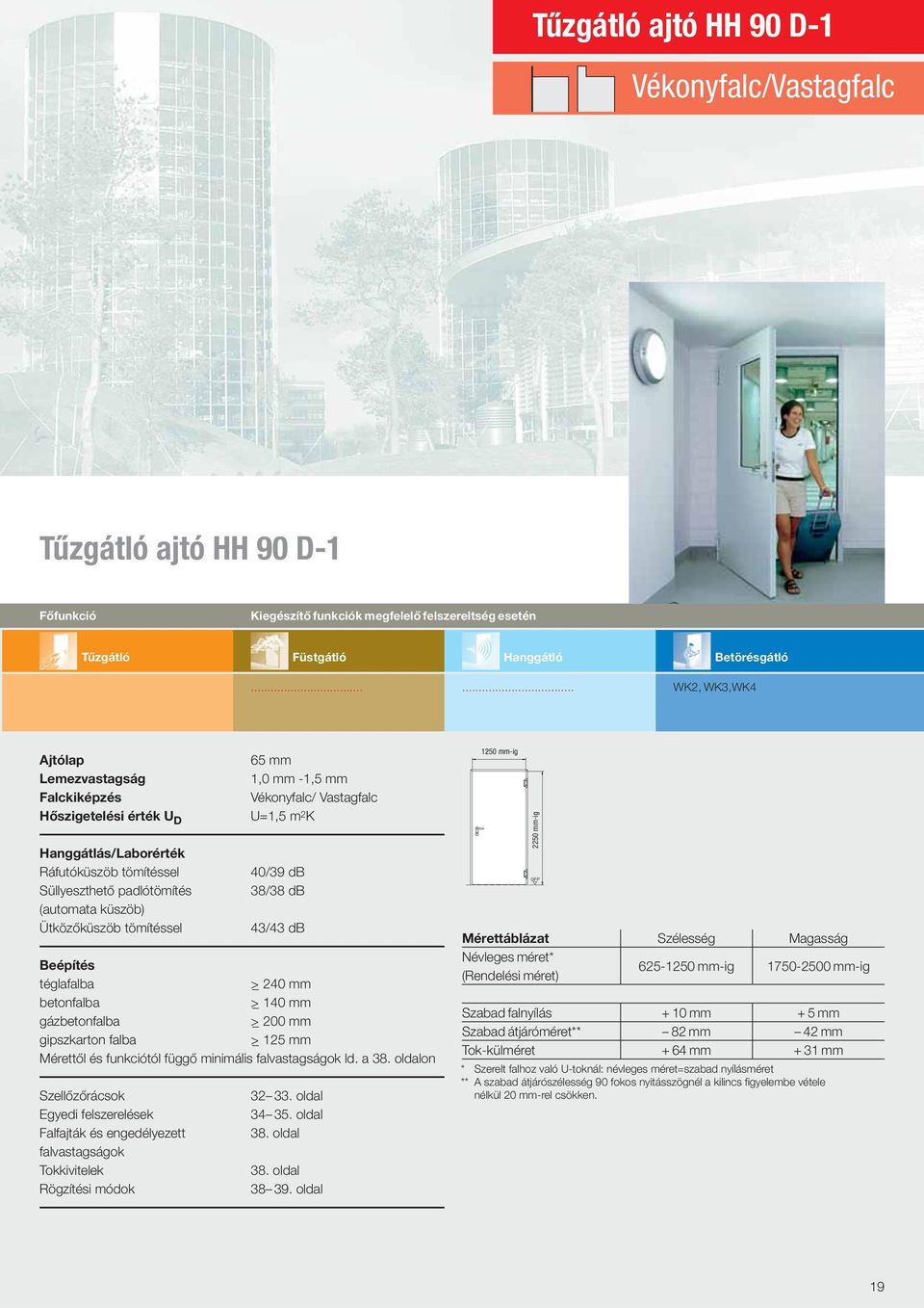 1,0 mm -1,5 mm Vékonyfalc/ Vastagfalc U=1,5 m 2 K 40/39 db 38/38 db 43/43 db Beépítés téglafalba >_ 240 mm betonfalba >_ 140 mm gázbetonfalba >_ 200 mm gipszkarton falba >_ 125 mm Mérettől és