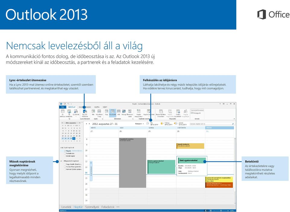 Lync-értekezlet ütemezése Ha a Lync 2013-mal ütemez online értekezletet, szemtől szemben találkozhat partnereivel, és megtakaríthat egy utazást.