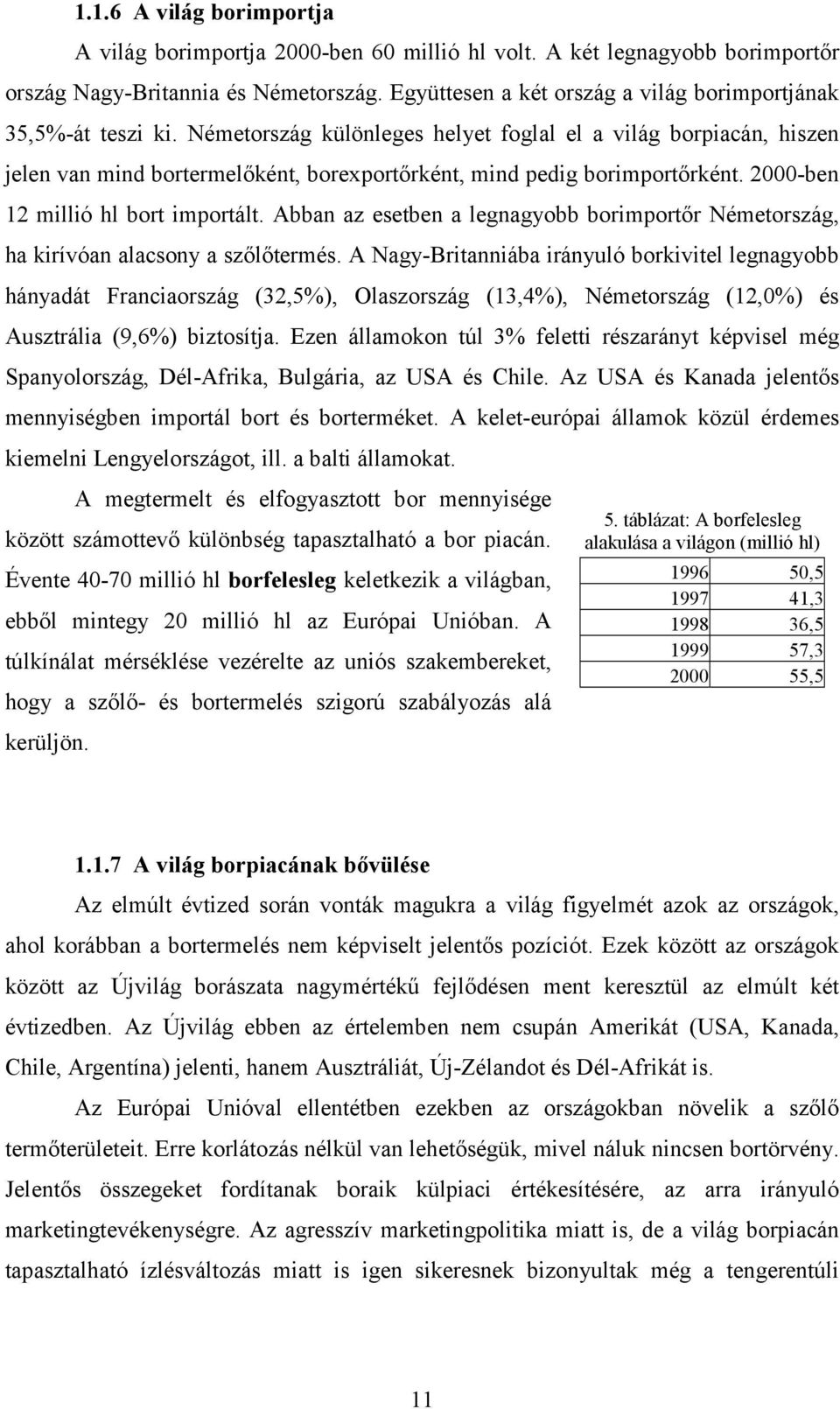 Németország különleges helyet foglal el a világ borpiacán, hiszen jelen van mind bortermelőként, borexportőrként, mind pedig borimportőrként. 2000-ben 12 millió hl bort importált.