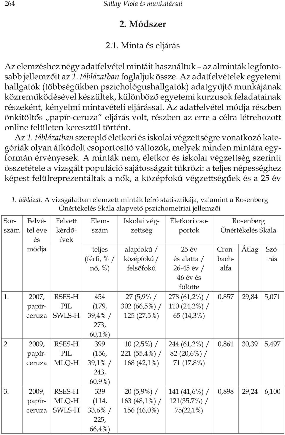 eljárással. Az adatfelvétel módja részben önkitöltõs papír-ceruza eljárás volt, részben az erre a célra létrehozott online felületen keresztül történt. Az 1.