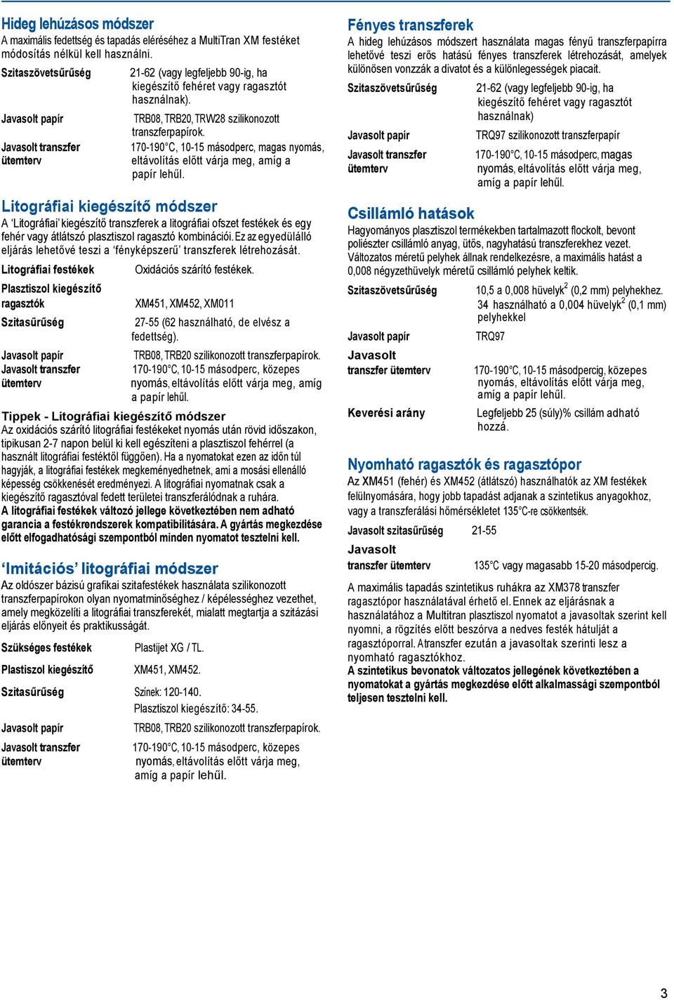 170-190 C, 10-15 másodperc, magas nyomás, eltávolítás előtt várja meg, amíg a papír lehűl.