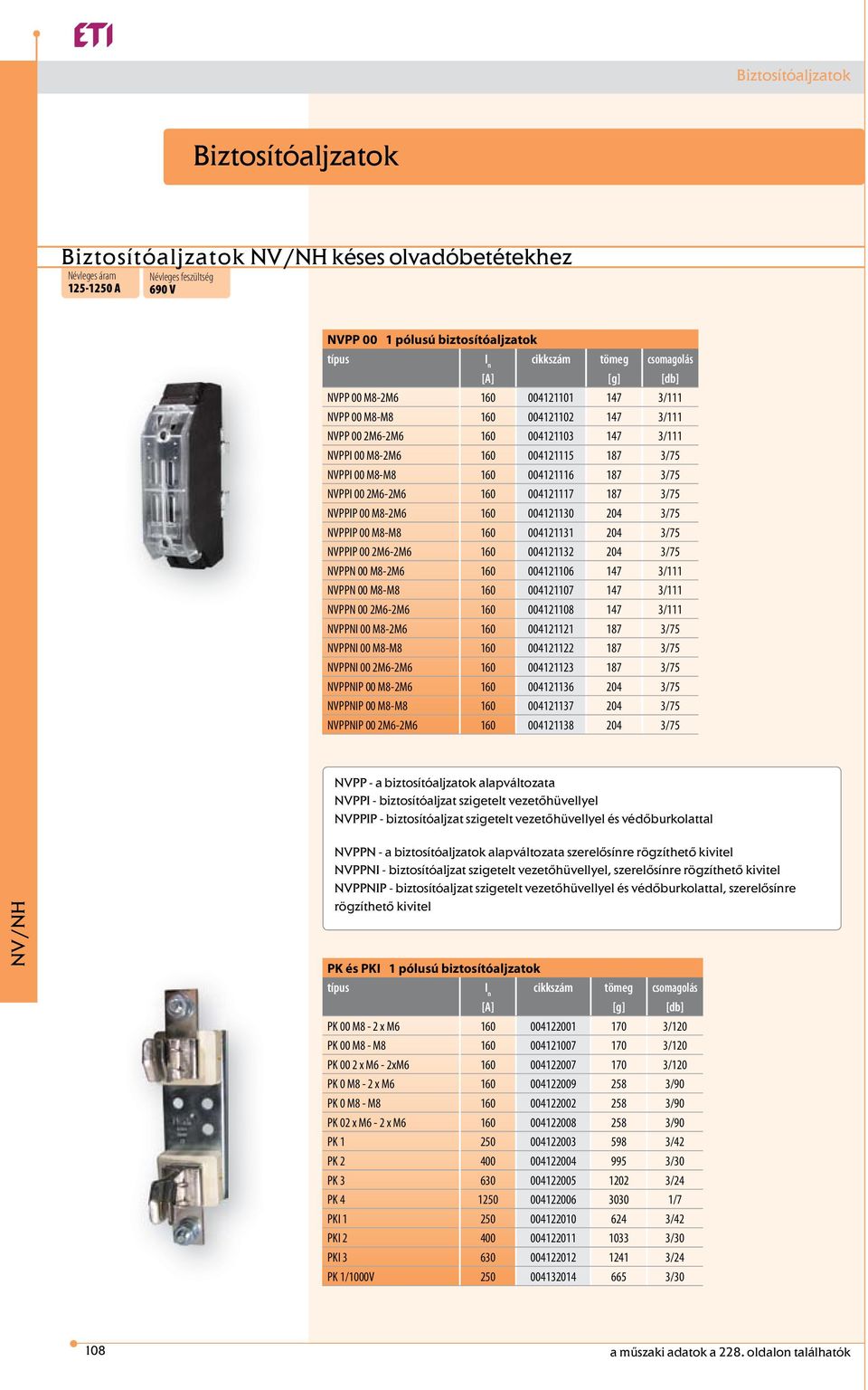 3/75 NVPPIP 00 M8-2M6 160 004121130 204 3/75 NVPPIP 00 M8-M8 160 004121131 204 3/75 NVPPIP 00 2M6-2M6 160 004121132 204 3/75 NVPPN 00 M8-2M6 160 004121106 147 3/111 NVPPN 00 M8-M8 160 004121107 147