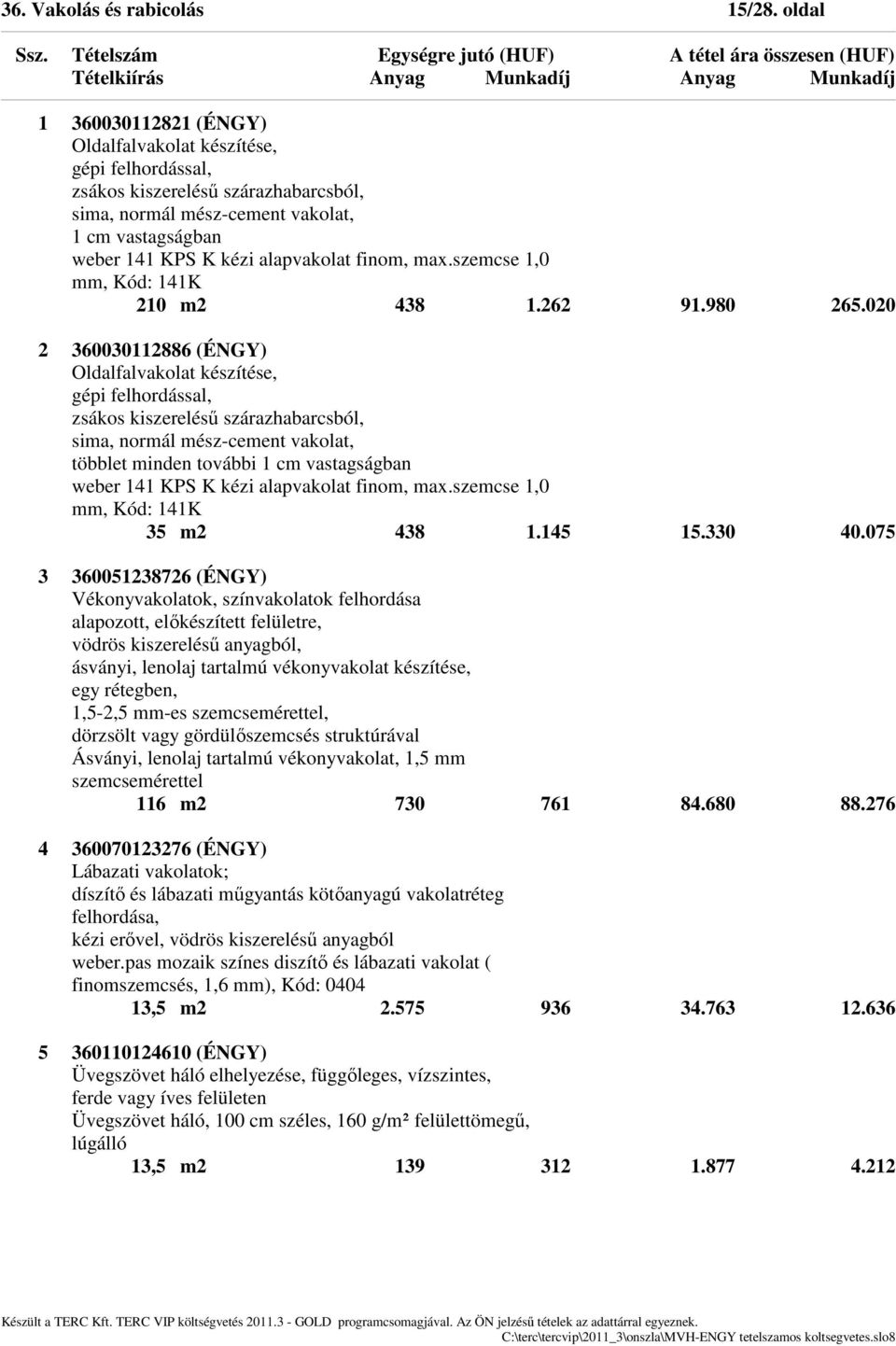 finom, max.szemcse 1,0 mm, Kód: 141K 210 m2 438 1.262 91.980 265.