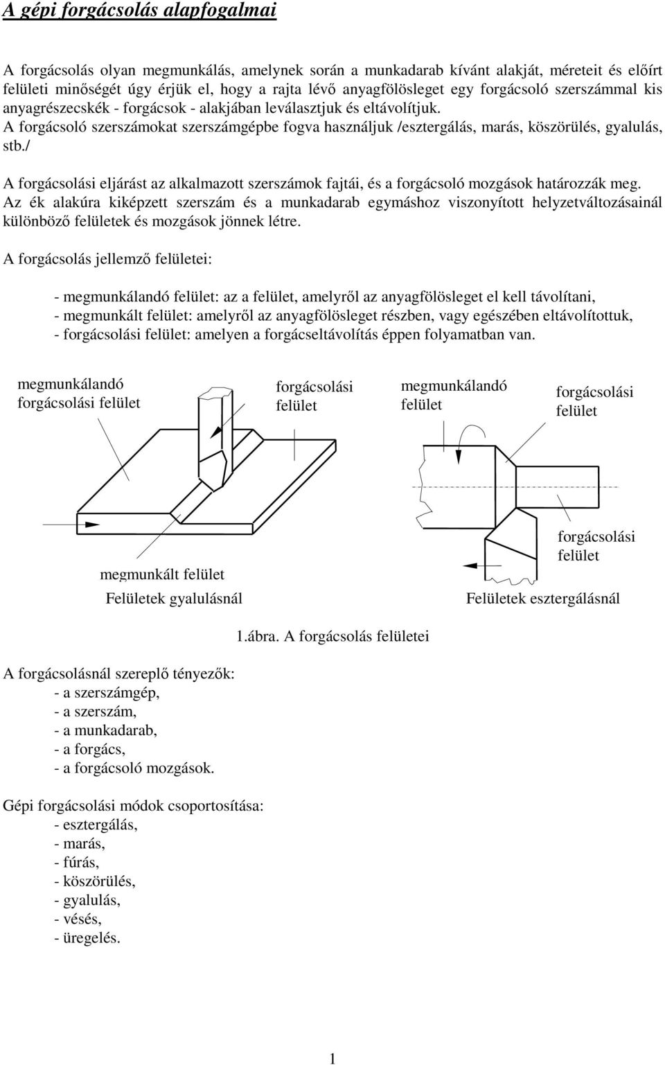 A forgácsoló szerszámokat szerszámgépbe fogva használjuk /esztergálás, marás, köszörülés, gyalulás, stb.